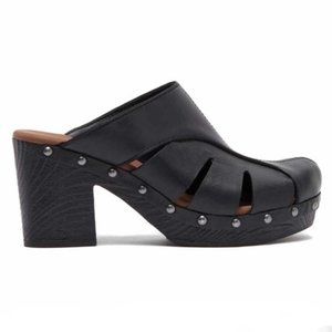 Korks Kork-Ease Neneh Black Studded Block Heeled Edgy Staple Mules Clogs 8